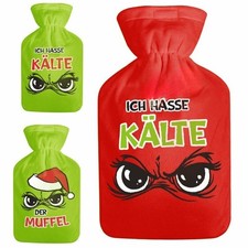 Wärmflasche 2L mit Bezug Grinch Design | Ich hasse Kälte | Der Muffel