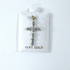10K Diamant Kreuz Anhänger Gelbgold rund & Baguette 0,50 ctw Christentum