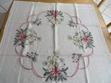 VINTAGE – Weihnachtsdecke, creme, handgestickt, 90 x 90 cm (2093)