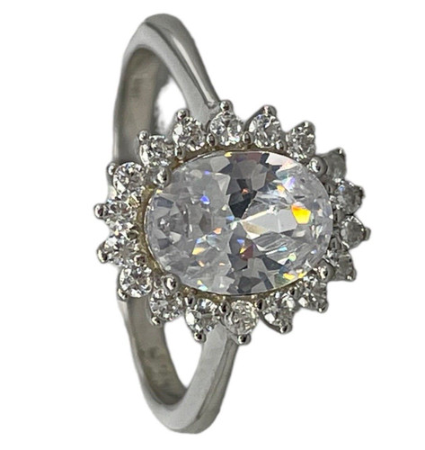 Damenring 925 silber solitär - 925,