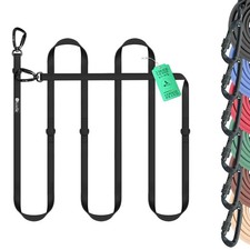3m Hunde Leine Belastbar bis 100kg PVC Doppelleine Verstellbar Freihand Umhängen