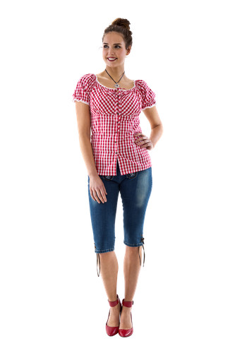 Trachtenbluse rot weiß - trachtenbluse, rot-weiß