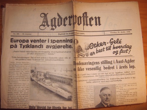 Arendal zeitung 1936 - zeitung, 29.12.1936