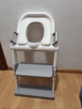 Fillikid Toilettentrainer,Höhenverstellung, breite Stufen, Sitz abn.b.,Weiß Grau