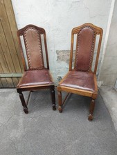2 Stühle Gründerzeit Holz mit Ledersitz und Lederrückenlehne gut erhalten