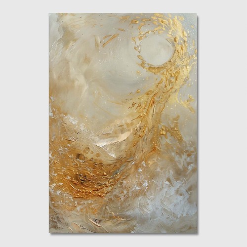 Golden beige fluid art - ,