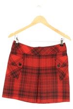 MINI MEXX Damen Minirock 36/S Rot Kariert Preppy Falten Zierknöpfe
