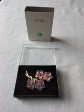 Brosche vintage goldfarben Veilchen rosa Strasssteine