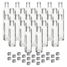24x Glasflasche 250 ml Maraska mit Schraubdeckel silbern - Flasche für Likör, Öl