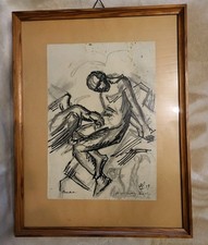 Zeichnung Kohle Akt MANN VOGEL