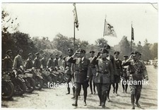 Foto Stahlhelmbund Stahlhelm Uniform  Standarte Fahne Parade Offizier Motorrad