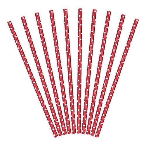 Papierstrohhalme rot punkte - papierstrohhalme,
