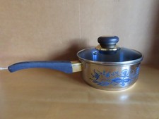 Topf Stieltopf Kochtopf mit Glasdeckel und Blumen-Druck ca. 7 cm H BSW