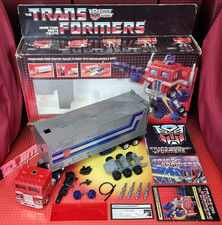 Vintage Hasbro Transformers G1 Optimus Prime komplett mit Box Metallplatten/aufgebläht