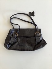 Schwarze Leder - Handtasche Kroko-Optik, BREUNINGER EXQUISIT, mit Innenfächern