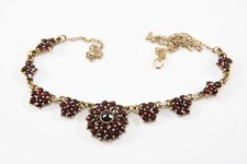 N92M53- Silber Kette Collier mit Granaten in Blumenformen 