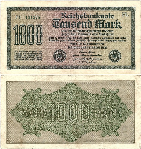 Reichsbanknote 1000 mark 1922 - reichsbanknote,