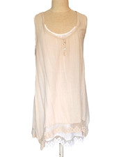 Damen Kleid Tunika Beige Weiß