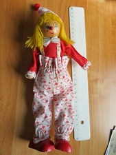 Clown Puppe biegsamer Kantenhocker 24cm hoch mit Holzkopf Harlekin Dekoration 