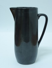 hoher schwarzer Keramik Saft Krug handgefertigt 50er 60er Jahre
