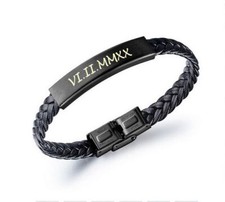 ID Leder Armband mit schwarzer