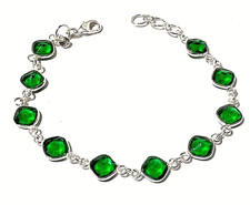 GRÜNER TURMALIN Edelstein HANDGEFERTIGT 925 Sterlingsilber Schmuck Armband