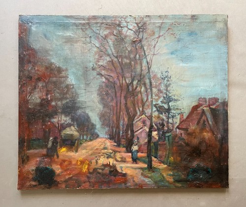 Belebte straße öl - belebte,