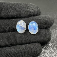 1 Paar Mondstein blau Cabochon ca. 15,5x12 mm Nr. U34010