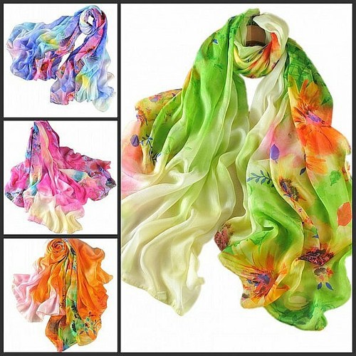 Xxl damen chiffon seidentuch - chiffon,
