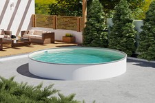 Rundpool Pool Aufstellbecken Stahlwandpool d= 4,00 x 1,35 m, Folie 0,8 mm sand