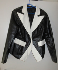 Damen Jacke Blazer Kunstleder schwarz weiß Gr. m / L ca. Gr. 40 ungetragen