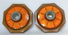 2 Vintage Wand Lampe Decken Leuchte Keramik orange braun Fat Lava 70er space age