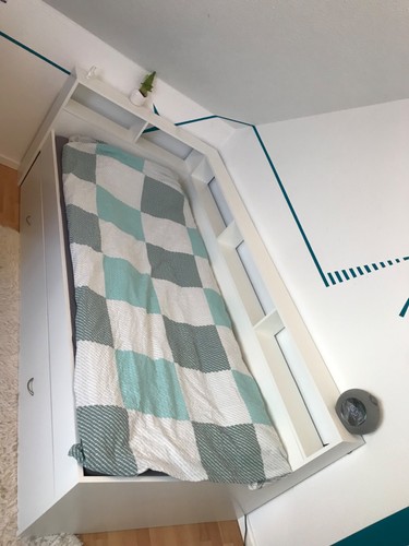Bett weiß mit - ablage, regal