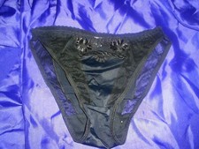 Kris Line sexy Pin Up Slip Glanz Höschen Panty transparent schwarz 38-40 (lo78)