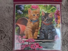 Crystal Art Card Kit, Katzen Motiv, Neu