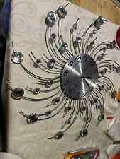 1980er Wanduhr Sonne Silber