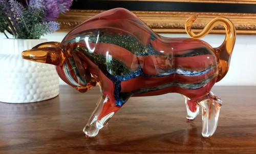 Glasfigur stier skulptur glas - glasfigur,