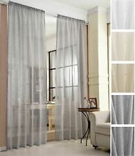 Gardine transparent mit Kräuselband Leinen Optik Farbe Größe