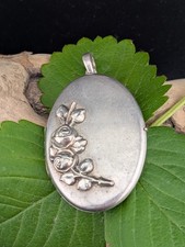Medaillon Anhänger Silber 925 Sterling Schmuck alt antik groß Jugendstil Rosen