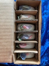 6 Keramik Serviertenringe mit Cala Blumen