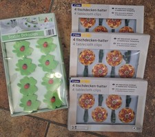 12 Tischdeckenhalter + 8 textile Dekoclips Kleeblatt mit Marienkäfer, neu