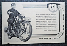 NSU , Pony 100 , Neckarsulm  , Alte Reklame , 1938 , (A32)