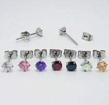 2 Paar Ohrstecker Ohrringe Edelstahl Zirkonia Stein Silber Männer Kinder Frauen