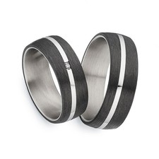 Trauringe Titan Carbon Diamant - Partnerringe Eheringe Verlobungsringe + Gravur