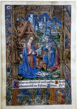 Stundenbuch Horae um 1500 Ganzseitiger Metallschnitt auf Pergament alt koloriert