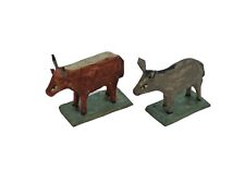 Grulicher Krippenfigur, Ochs und Esel, Holz geschnitzt  (# 15166)