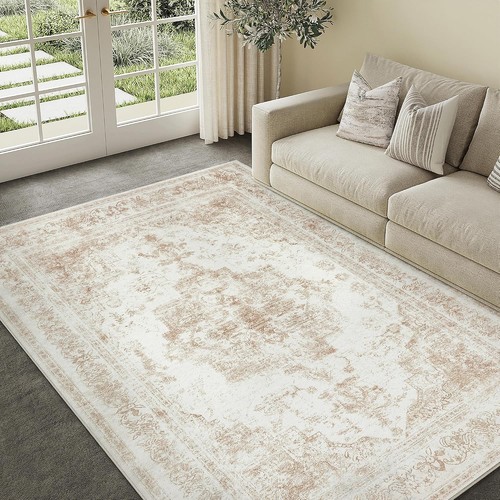 Hugear beige vintage teppich - beige,