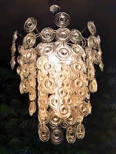 Schöner und seltener Kinkeldey Kronleuchter getreppt 60er Jahre Design