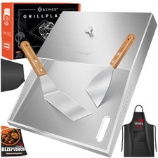 KESSER® Grillplatte Plancha Edelstahl bis 800° Grill Platte Set Gas & Kohlegrill