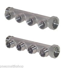 Verteilerrohr mit AG- und IG, PN 10 messing vernickelt Verteilerleiste Verbinder